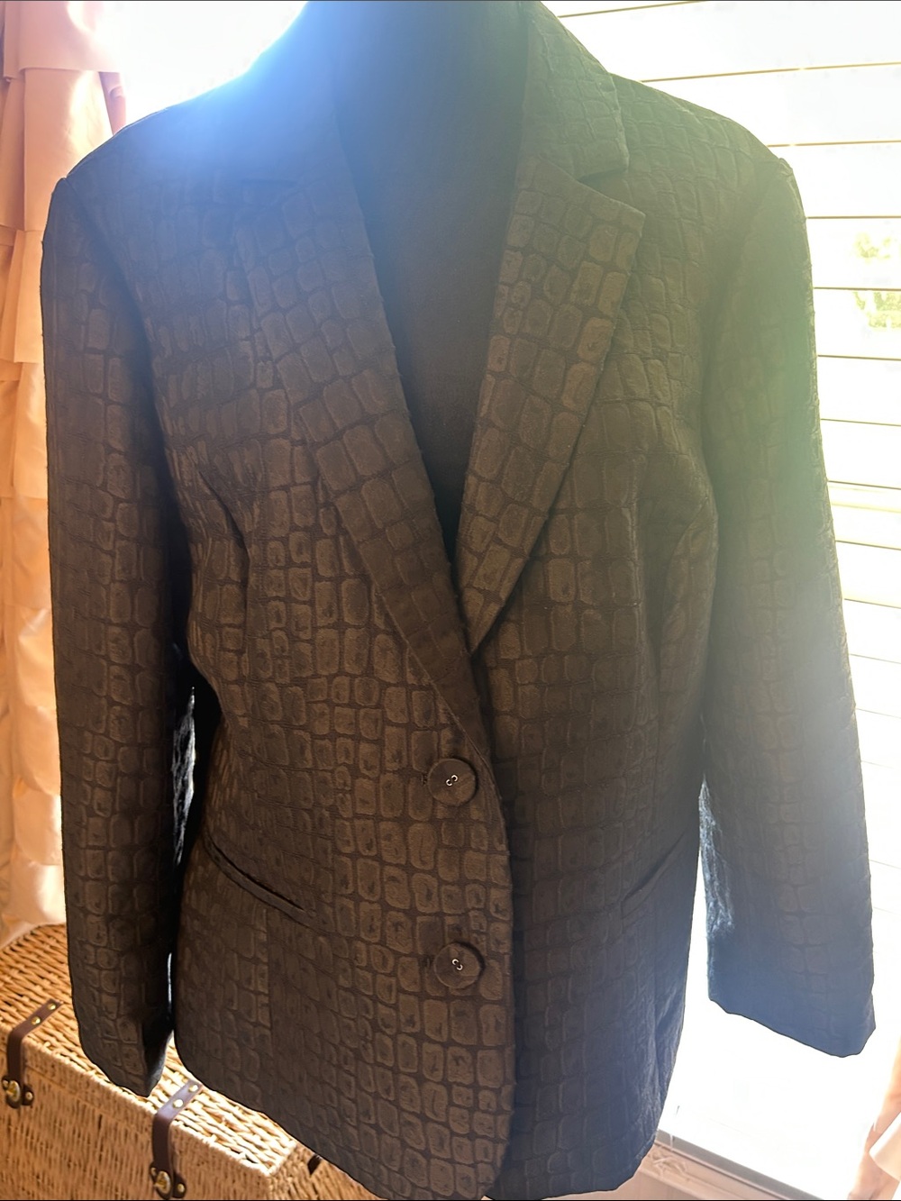 Chico's Black Textured Croc-Print Blazer